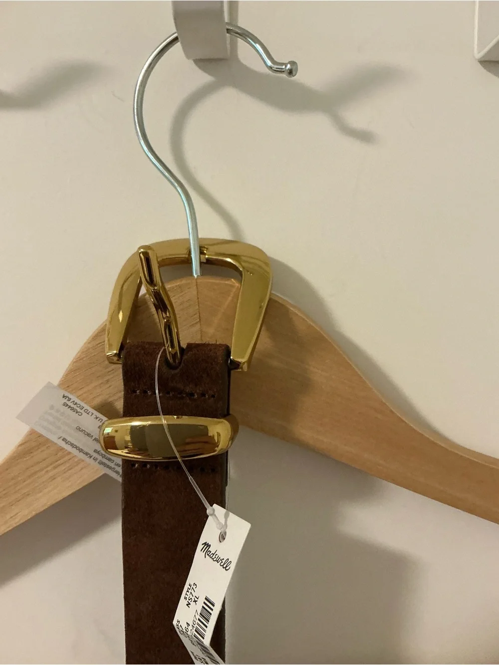 NWT Madewell Soft Mahogany Studded Belt with Gold Hardware - XL